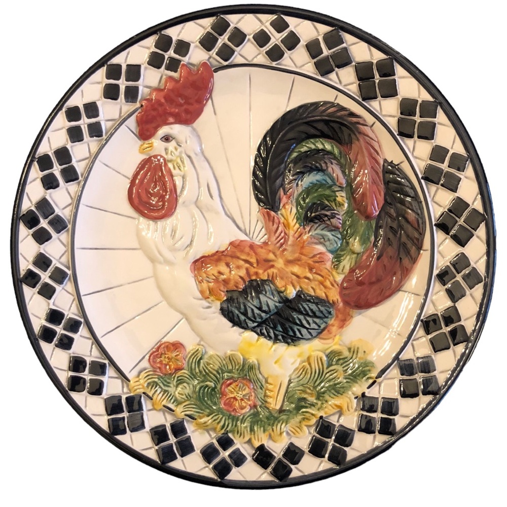 Vintage CBK Black Checked Rooster Plate - Picture 2 of 8